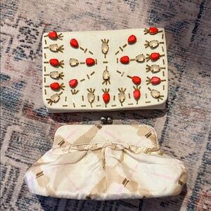 Elegant Cream and Red Clutch Set